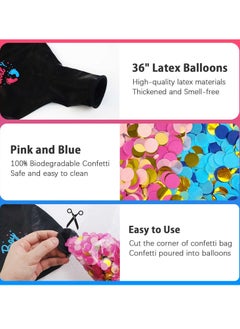 RTYY Baby Gender Reveal Balloon Big Black Balloons with Pink and Blue Confetti Packs for Boy or Girl Baby Shower Gender Reveal Party Supplies Decoration Kit  - Image 4