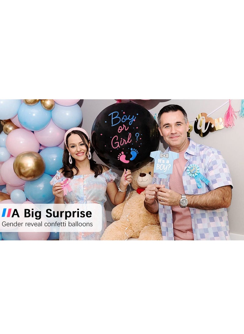RTYY - Baby Gender Reveal Balloon Big Black Balloons with Pink and Blue Confetti Packs for Boy or Girl Baby Shower Gender Reveal Party Supplies Decoration Kit - Image 1