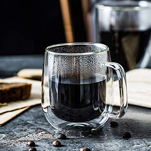 we3 Espresso Latte Glass Cups Double Wall Glass Mugs (250 ml), Heat Resistant Borosilicate Glass Cups with Handle with Lid Perfect for Latte, Cappuccino, Tea and Drinks. (Pack of 2) - Image 5
