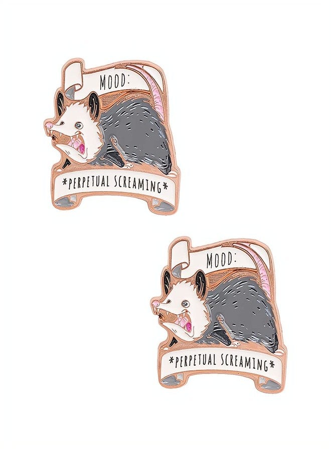 Ximimark 2 PCS Mood Possum Enamel Pin - Perpetual Screaming Opossum Pin with Screen-printed Detailing - Image 1