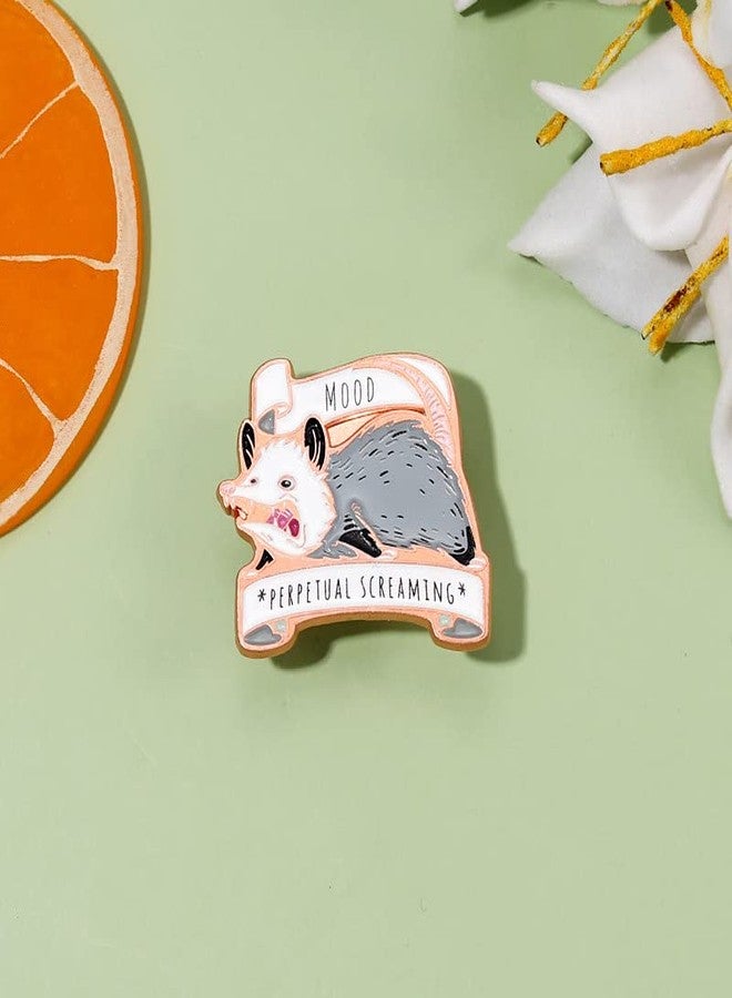 Ximimark 2 PCS Mood Possum Enamel Pin - Perpetual Screaming Opossum Pin with Screen-printed Detailing - Image 5