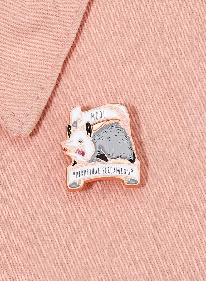 Ximimark 2 PCS Mood Possum Enamel Pin - Perpetual Screaming Opossum Pin with Screen-printed Detailing - Image 3