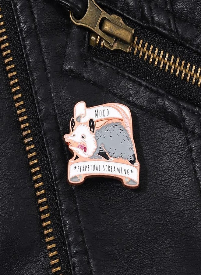 Ximimark 2 PCS Mood Possum Enamel Pin - Perpetual Screaming Opossum Pin with Screen-printed Detailing - Image 2