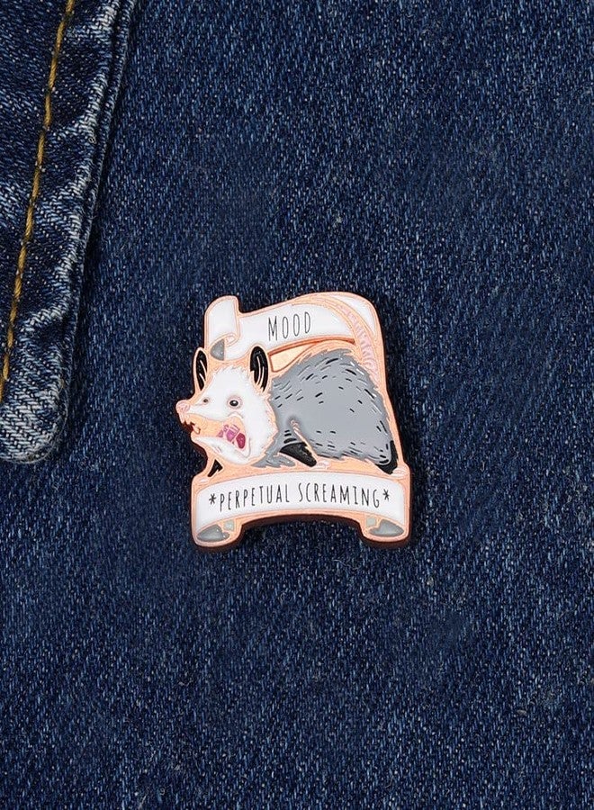 Ximimark 2 PCS Mood Possum Enamel Pin - Perpetual Screaming Opossum Pin with Screen-printed Detailing - Image 4