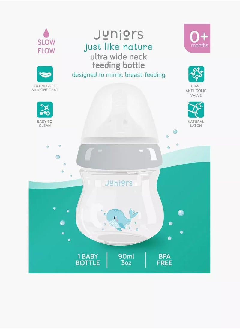 JUNIORS Just Like Nature 90 ML Feeding Bottle With Anti Colic Teat Grey  - Image 4