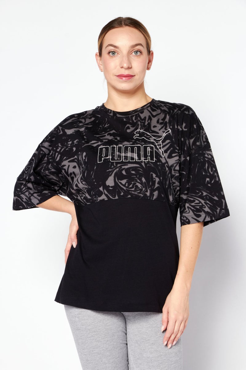 PUMA Women Sportswear Fit Brand Logo Training T-Shirt , Black - Image 1