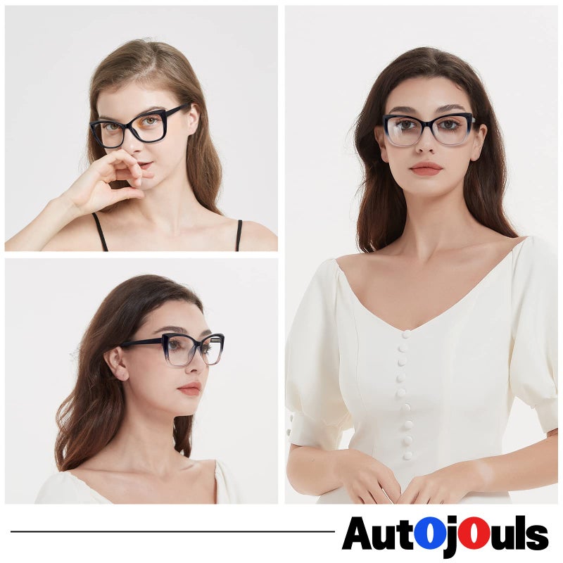 Autojouls 3-Pack Reading Glasses For Women Oprah Style Frame Spring Hinge Clear Lens Readers Glasses  Black Blackpink Transparent 2.25 X - Image 2