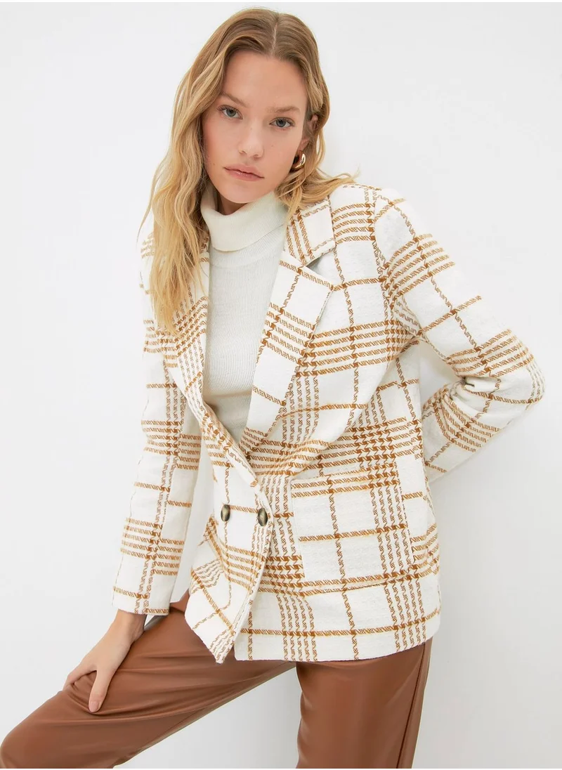 trendyol Checked Button Down Jacket