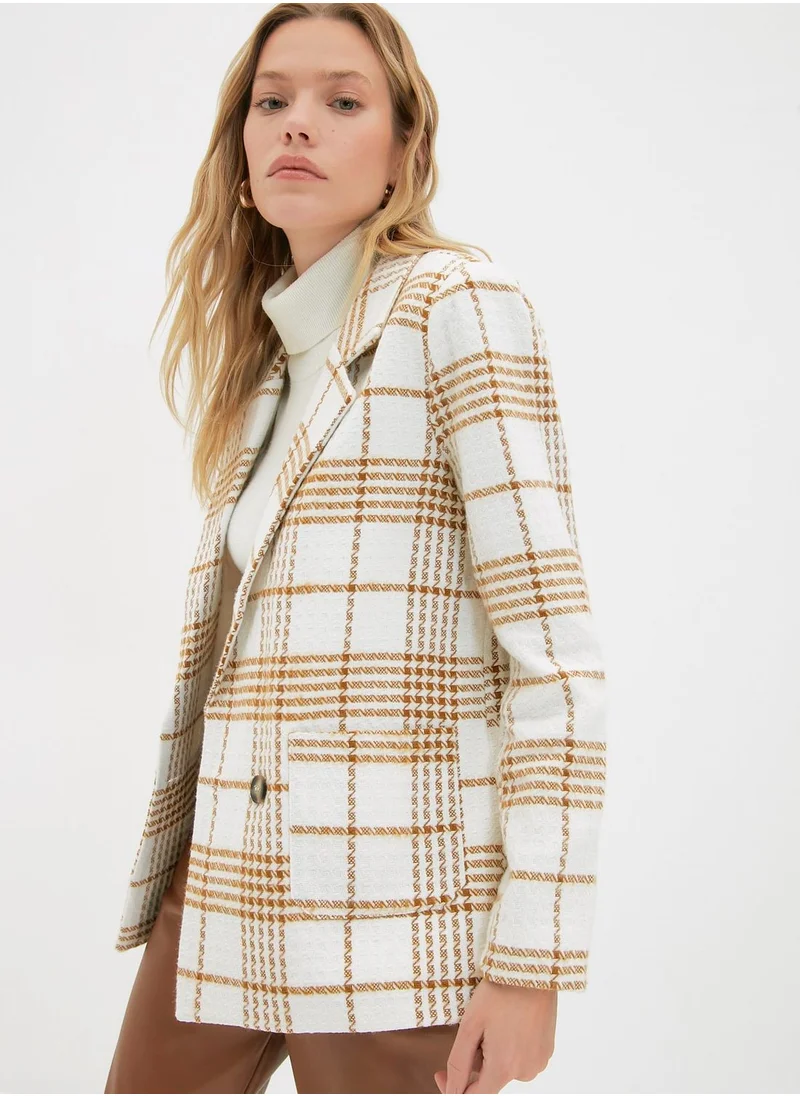 trendyol Checked Button Down Jacket