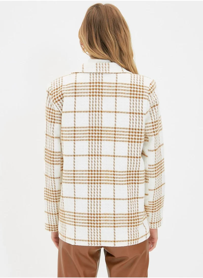 trendyol Checked Button Down Jacket
