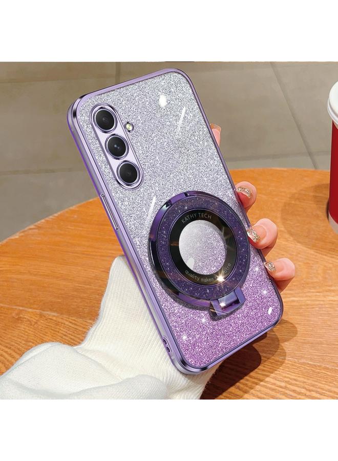 اس-توب جراب لهاتف Samsung Galaxy A54 5G، جراب دائري من مادة TPU بحامل لامع متدرج مطلي - Image 1