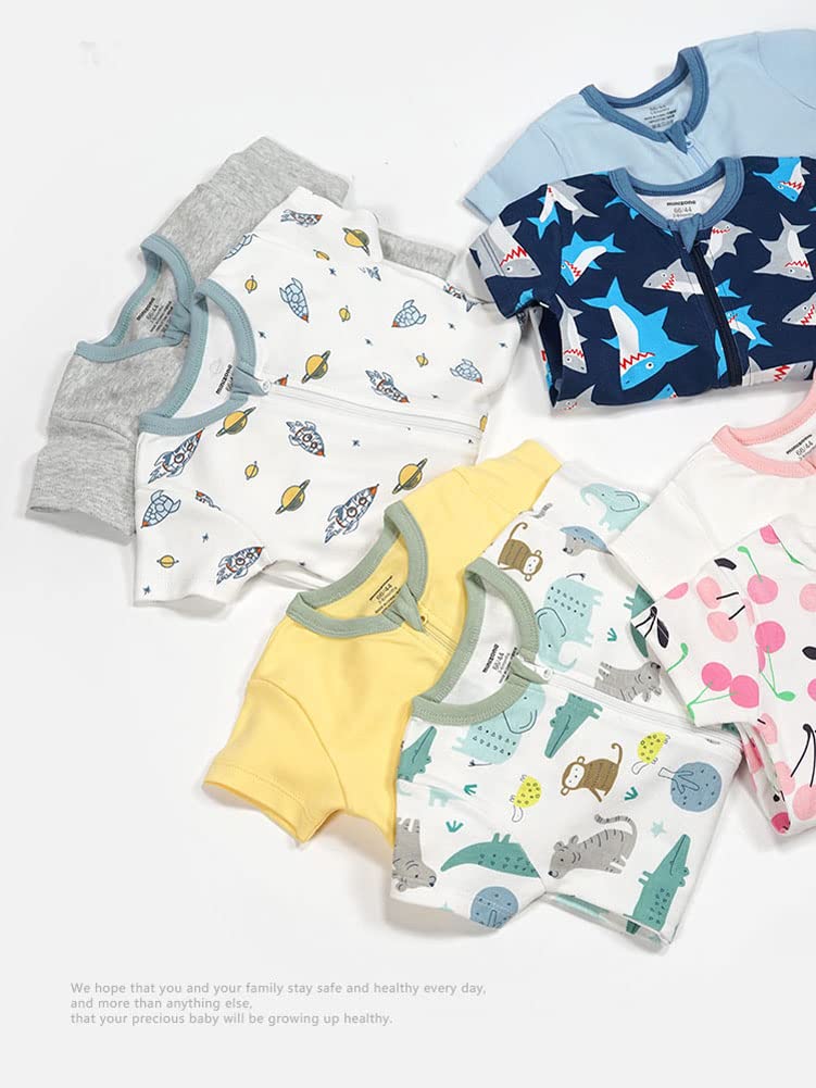 Teach Leanbh Baby Boys Girls 2 Pack Footless Pajamas Cotton Short Sleeve Printing Romper Sleep and Play 3-24 Months (Rocket, 3-6 Months) - Image 5