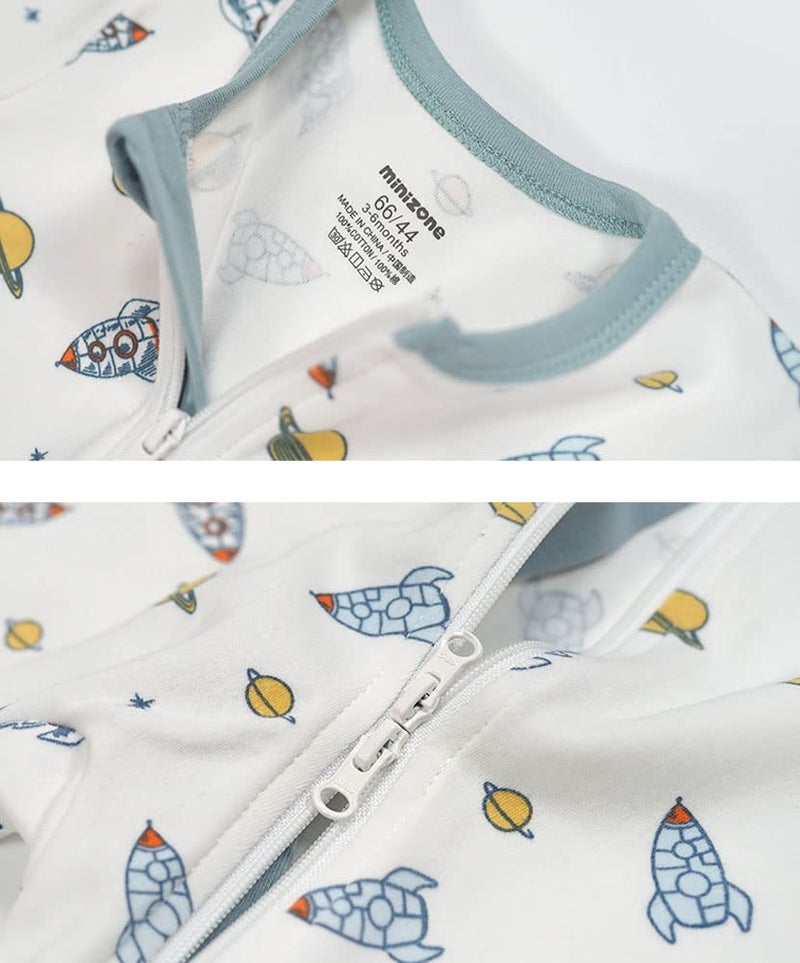 Teach Leanbh Baby Boys Girls 2 Pack Footless Pajamas Cotton Short Sleeve Printing Romper Sleep and Play 3-24 Months (Rocket, 3-6 Months) - Image 3