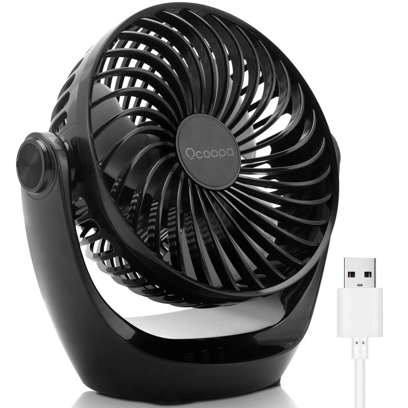 OCOOPA USB Desk Fan Table Fan with Strong Airflow  Quiet Operation Portable Cooling Fan Speed Adjustable 360Rotatable Head for Home Office Bedroom Table and Desktop