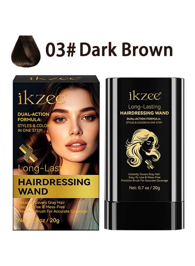 IKZEE Long - Lasting Hairdressing Wand, Disposable Hair Color Stick Advanced Non Irritating and Smudge Proof Formula Quick Root and Sideburn Touch Up Hair Color Stick 03# Dark Brown 20g - Image 2