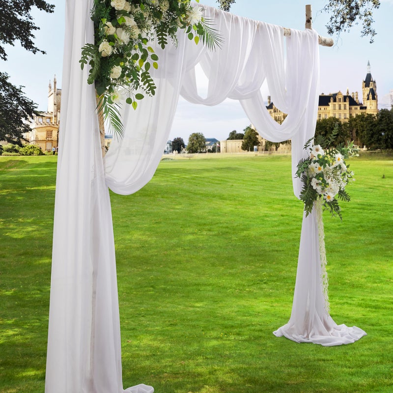 VACVELT Wedding Arch Draping Fabric - White Chiffon, 1 Panel Sheer Drapes - 30 Inch x 20ft Chiffon Backdrop Curtain - Outdoor Sheer Drapery for Ceremony Party Ceiling - Image 2