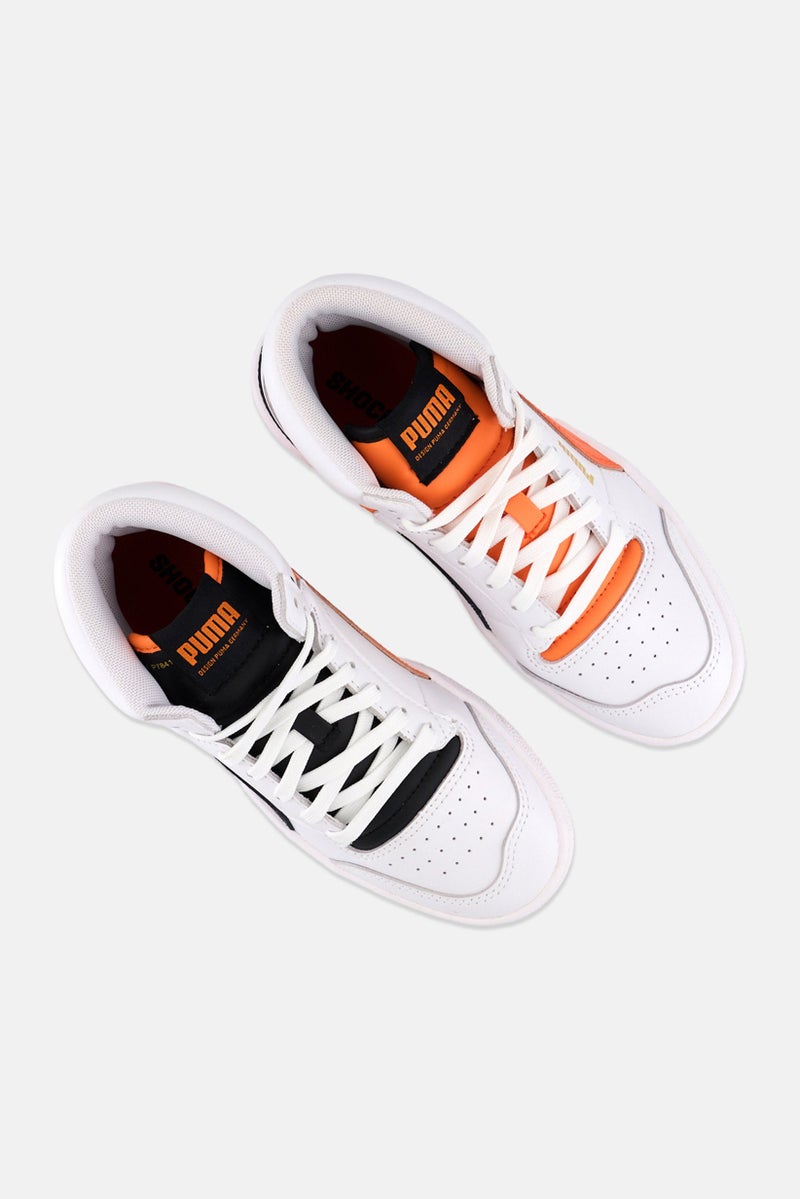 PUMA Kids Boy Ralph Sampson Mid Lace Up Outdoor Shoes, White - Image 4