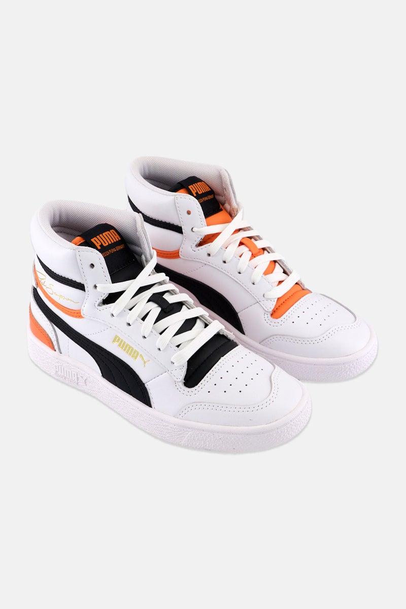 PUMA Kids Boy Ralph Sampson Mid Lace Up Outdoor Shoes, White - Image 1