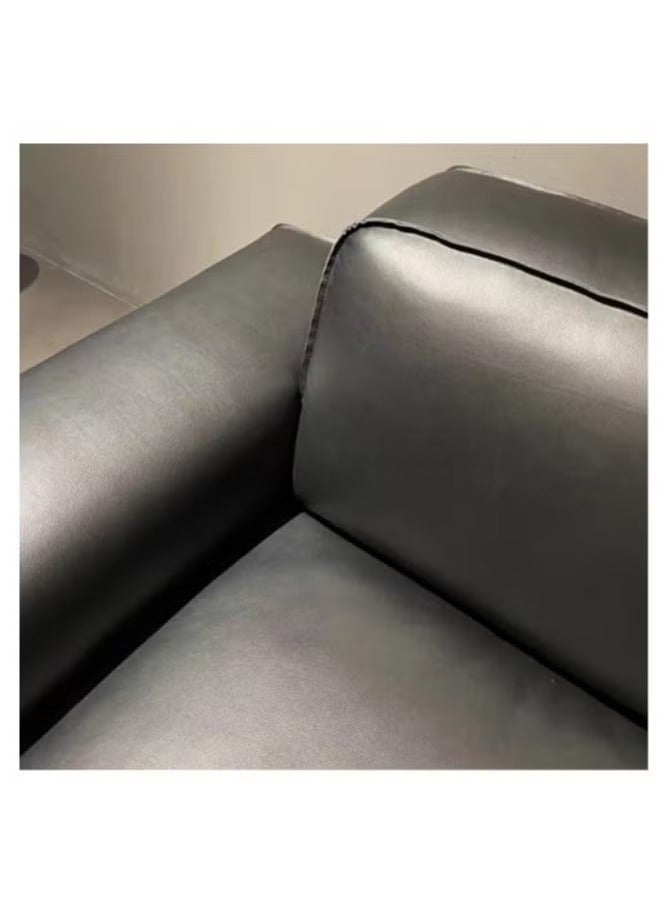 Generic Minimalist Full Leather Sofa Large Black Cow Straight Row Villa Tofu Blocks Large Flat Living Room Sofa  - Image 3