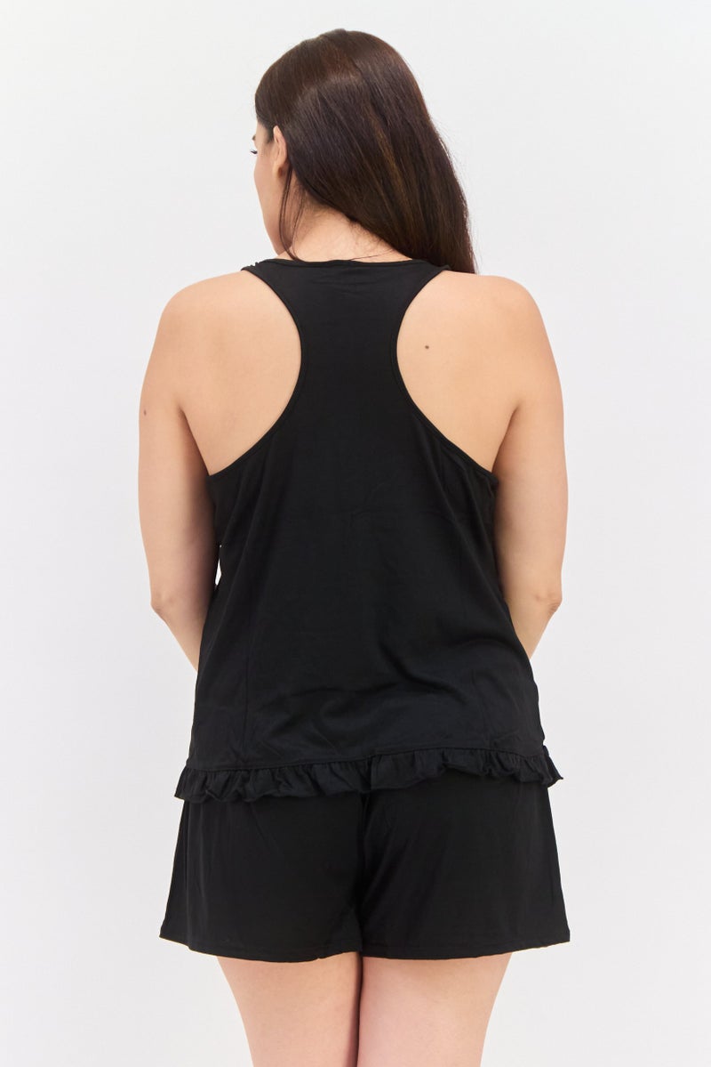 PJ Couture Women 4 Pcs Plain And Stripe Print Pyjama Set, Multicolor - Image 5