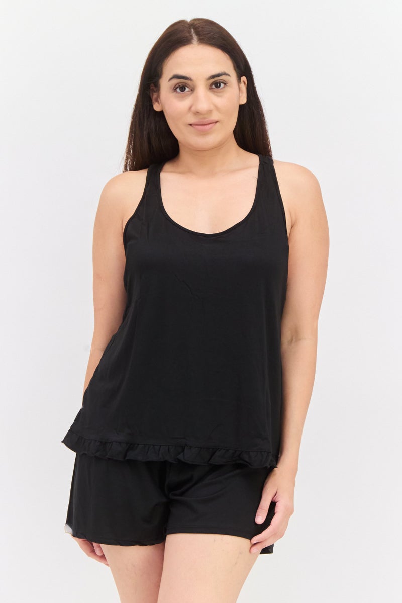 PJ Couture Women 4 Pcs Plain And Stripe Print Pyjama Set, Multicolor - Image 4