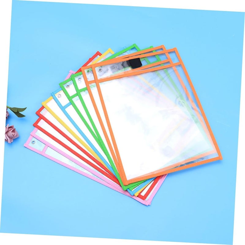 NUOBESTY 8pcs PVC Dry Erase Pockets Reusable Document Sleeves for Classroom Office and Home Use Convenient Writing for Worksheets and Notes Random Color - Image 4