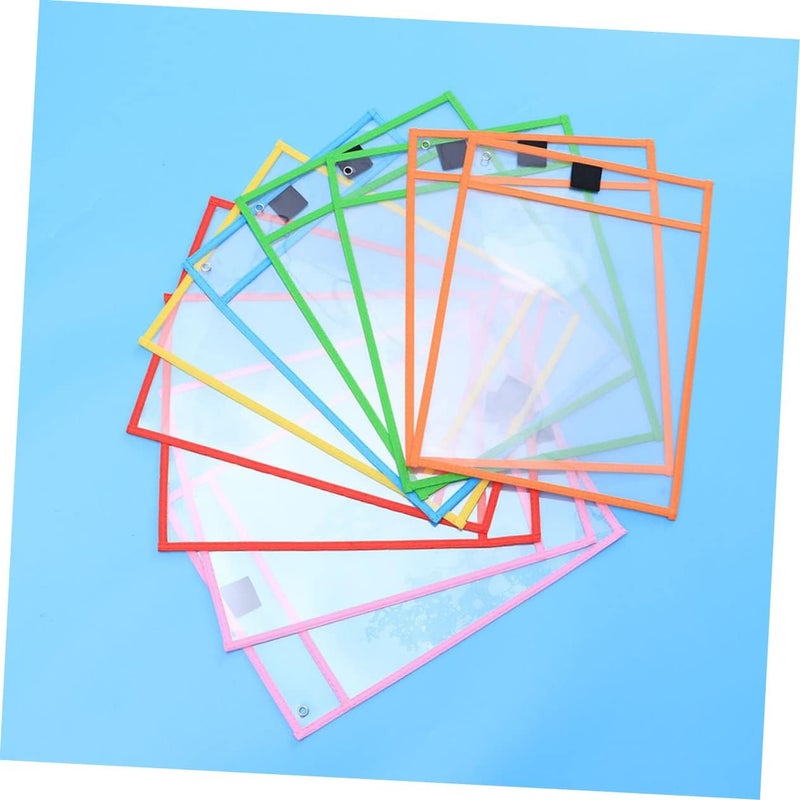 NUOBESTY 8pcs PVC Dry Erase Pockets Reusable Document Sleeves for Classroom Office and Home Use Convenient Writing for Worksheets and Notes Random Color - Image 3