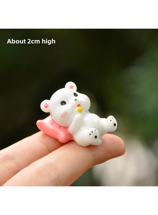 Cartoon Resin Size White Bear Doll Small Hand Decoration Cute Kawaii Girl Heart Desktop Decoration-Color:Eat Lollipop Bear  - Image 1