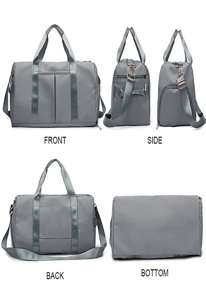 DR Mall Sports Gym Bag Travel Duffel Bag Waterproof Weekender Overnight Tote Carry On Bag with Wet Pocket & Shoes Compartment for Men Women Lightweight Adjustable Strap (Grey) - Image 3