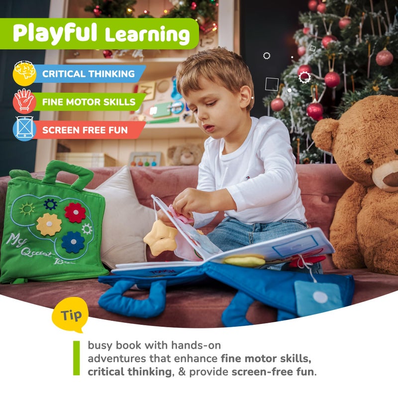 deMoca Busy Book for Toddlers 1-3 - Airplane Toys for Toddlers 1-3, My Quiet Book Montessori Toys for 1 Year Old with Kids Plane Activities, Activity Busy Board, for Boys & Girls - Image 2