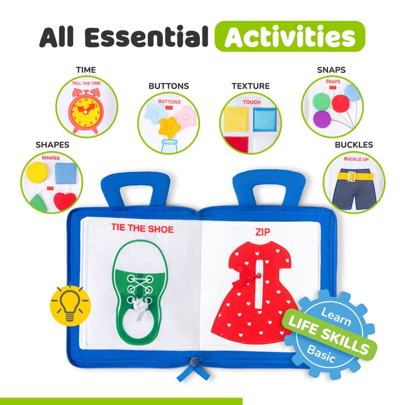 deMoca Busy Book for Toddlers 1-3 - Airplane Toys for Toddlers 1-3, My Quiet Book Montessori Toys for 1 Year Old with Kids Plane Activities, Activity Busy Board, for Boys & Girls - Image 5