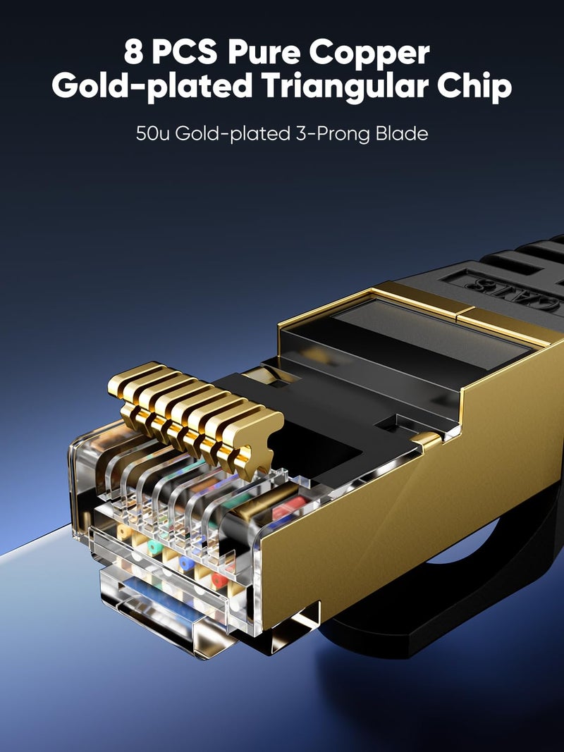 VOIETOLT Cat 8 Ethernet Cable 20 FT Flat, High Speed 40Gbps 2000Mhz Braided Internet Cable with Gold Plated RJ45 Network LAN Cable SSTP, Heavy Duty Ethernet Cord Compatible for PS4/5, for Modems, PC - Image 4