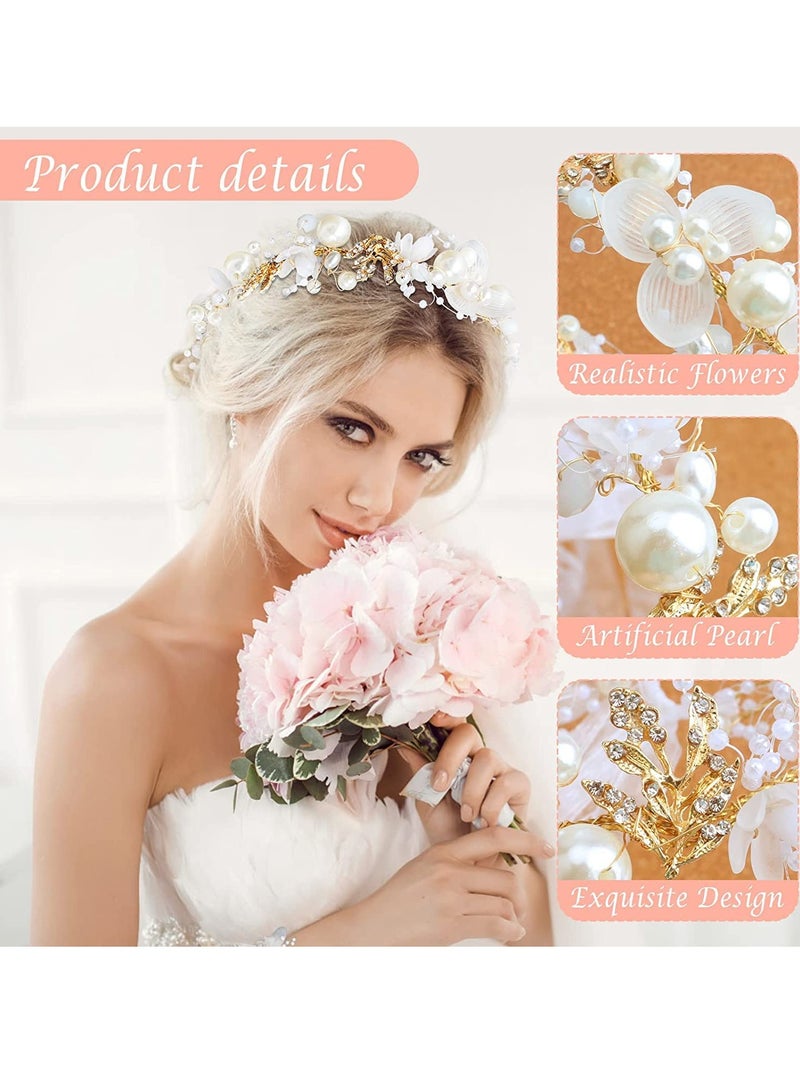 Loquat Crystal Pearl Bridal Headband Crown Flower For Girl Hair Accessories Headpiece Pins Bracelet Party Birthday - Image 3