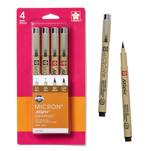 SAKURA Pigma 50040 Micron Blister Card Ink Pen Set, Sepia, Pigma 4CT Set - Image 1