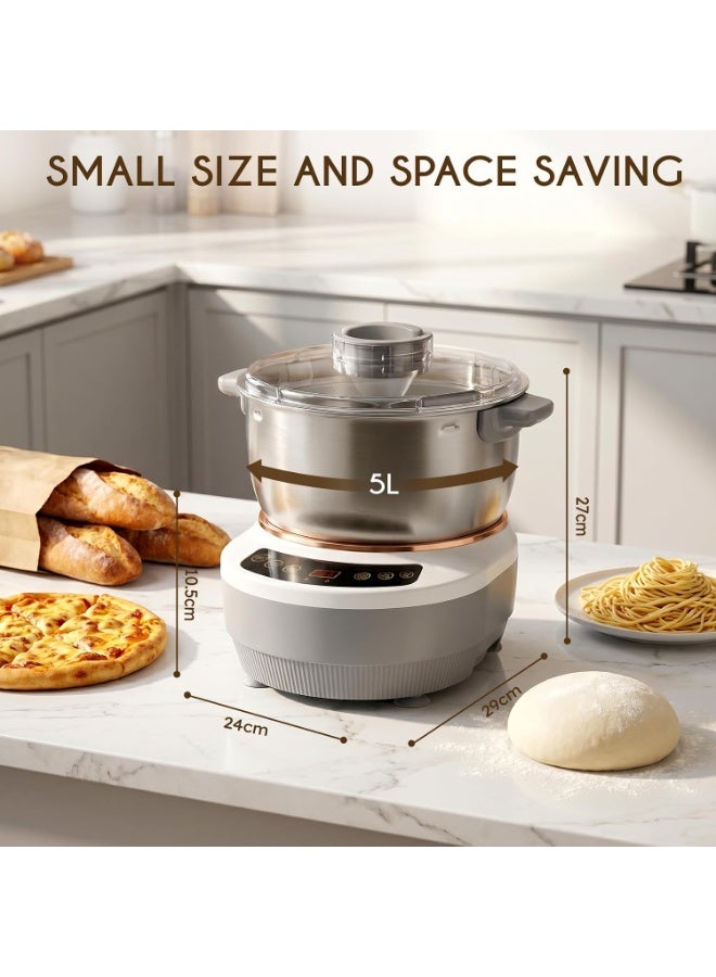 M.A&F's 5L Dough Mixer with Timer&Ferment,Electric Dough Stand Maker for Bread&Pizza Dough,Dough Kneader Machine 304 Stainless Steel Blender,Bread Dough With Add water/seasoning with Top Small Window - Image 3