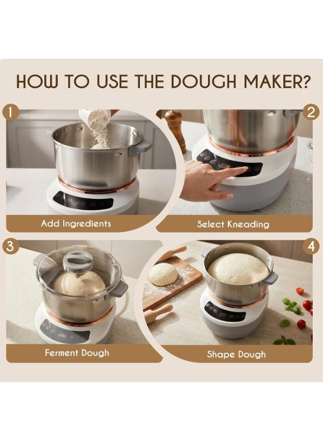 M.A&F's 5L Dough Mixer with Timer&Ferment,Electric Dough Stand Maker for Bread&Pizza Dough,Dough Kneader Machine 304 Stainless Steel Blender,Bread Dough With Add water/seasoning with Top Small Window - Image 5