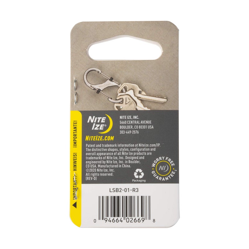 Nite Ize LSB2-01-R3 S-Biner SlideLock Dual Carabiner Locking Gates Stainless Steel Size #2 Black, Stainless - Image 5