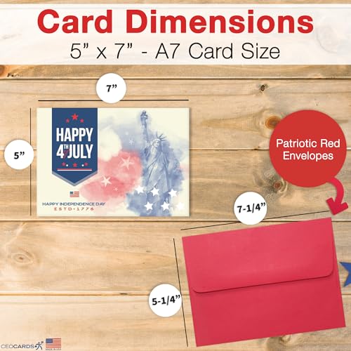 CEO Cards Independence Day Cards for Family & Business (1776 Statue of Liberty) Happy 4th of July Bulk Greeting Card Set Pack of 25 with Red Envelopes (5x7 inch - A7) Office, Work, Employees & Clients (JF2402) - Image 5