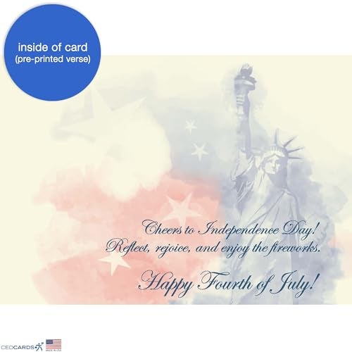 CEO Cards Independence Day Cards for Family & Business (1776 Statue of Liberty) Happy 4th of July Bulk Greeting Card Set Pack of 25 with Red Envelopes (5x7 inch - A7) Office, Work, Employees & Clients (JF2402) - Image 3