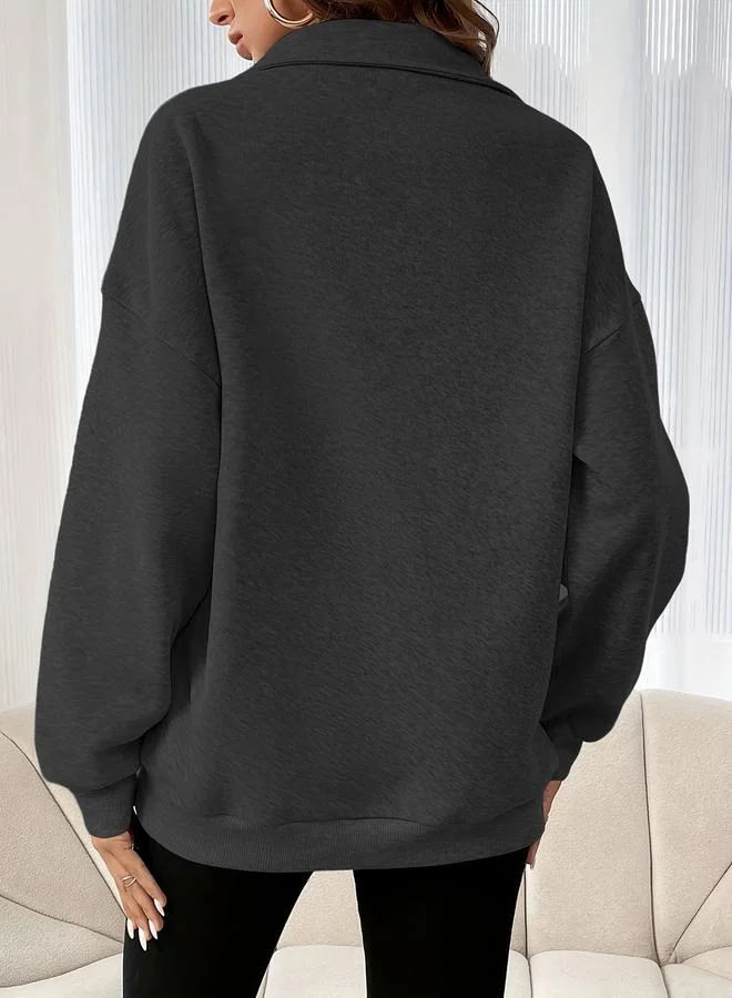 تايك تو سويت شيرت بياقة ونصف سحَّاب غلق