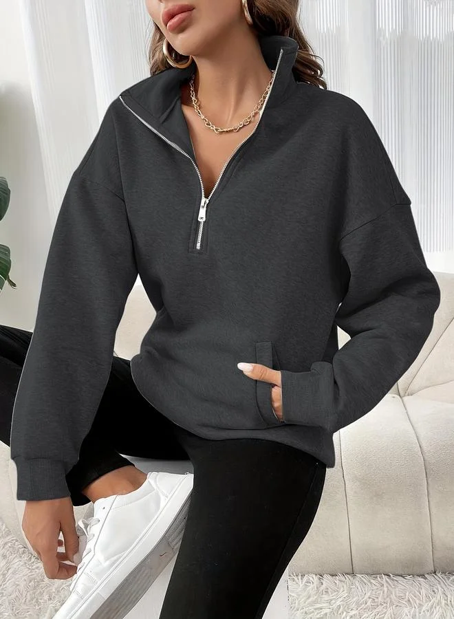 تايك تو سويت شيرت بياقة ونصف سحَّاب غلق