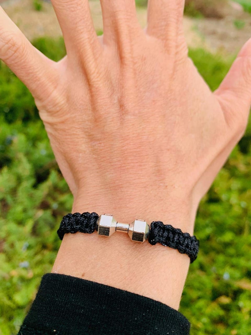 Sportybella Fitness Bracelet, Motivational Dumbbell Charm Adjustable Bracelet for Men & Women, Exercises Weightlifting, Sports Fitness, Personal Trainer Gift - Image 3