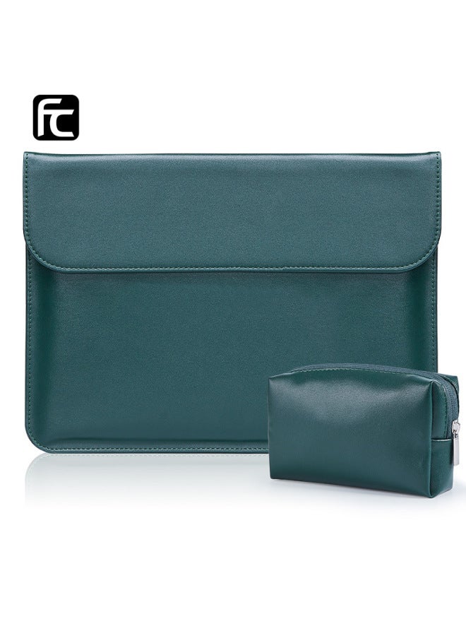 Macbook Sleeve Bag For Apple Asus Dell Xiaomi Universal Horizontal Computer Bag Notebook Protective Cover-Color:Dark Green + Small Ink Bag-Applicable Model:15.4 Inches (15 Inches)  - Image 1