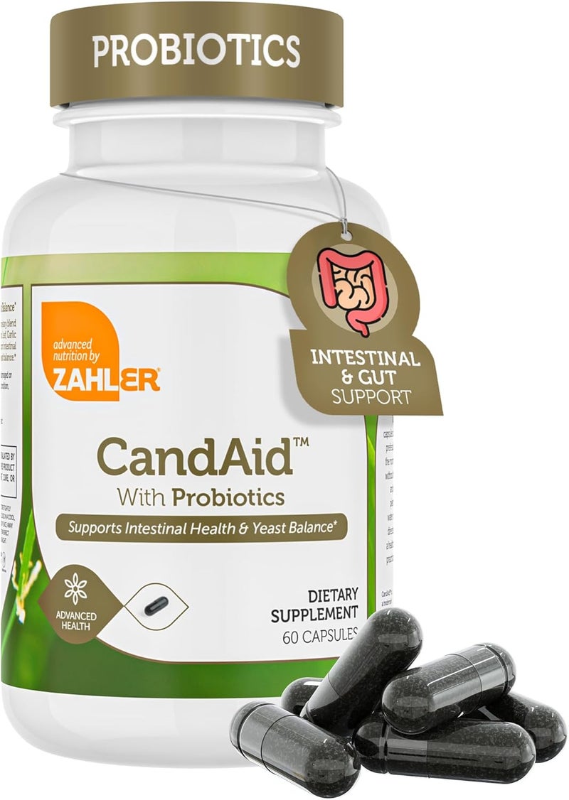 Zahler  CandAid Cleanse Digestive Health Supplement with Probiotics for Women  Men  Daily Adults Men  Women Probiotic for Gut Health  Overgrowth  Kosher 60 Capsules - Image 1
