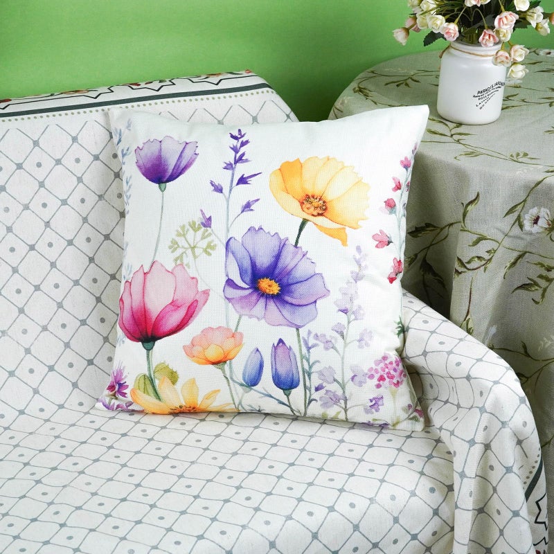 ONWAY Spring Summer Pillow Covers 18x18 Inch Set of 2 Floral Colorful Flowers Decorations Farmhouse Living Room Outdoor Cushion Case for Sofa Couch Home Bed - Image 5