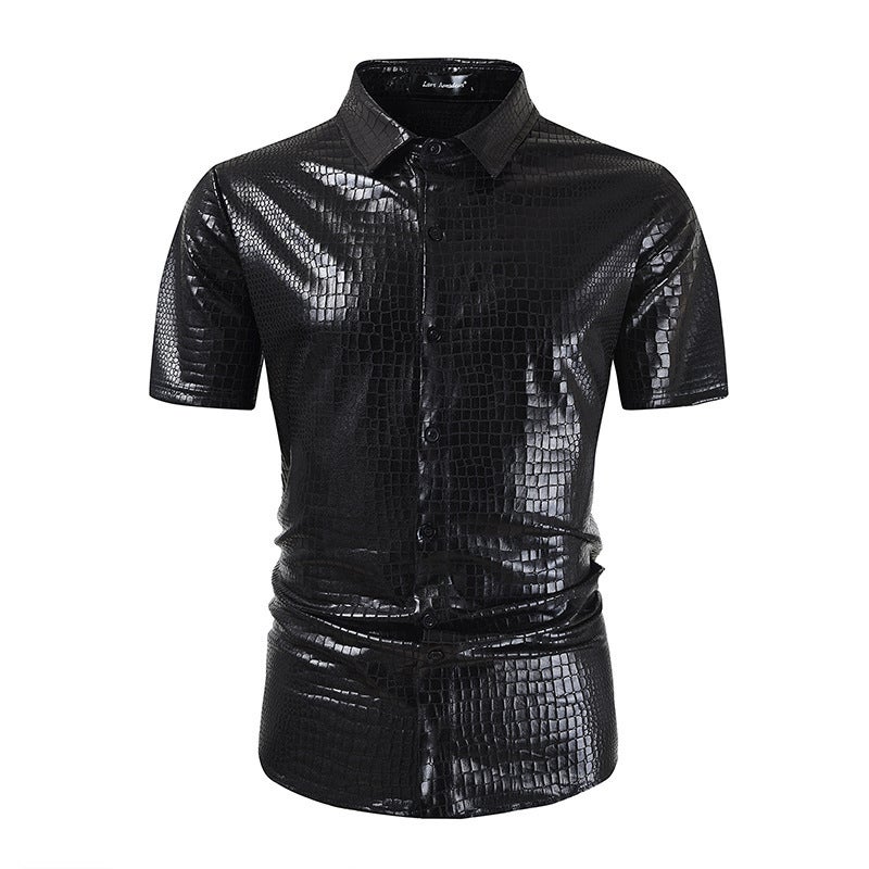 2025 Men'S Party Stage Glossy Short Sleeve Round Neck T-Shirt Colorful T-Shirt - Image 2