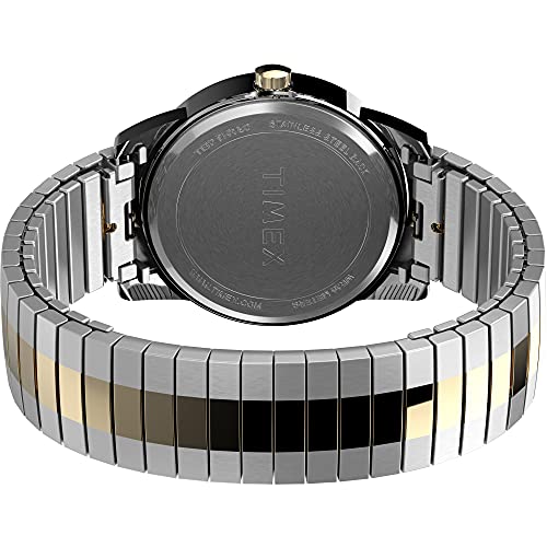 TIMEX ساعة تيمكس للرجال سهلة القراءة بقطر 38 مم - علبة ذات لونين مع قرص أبيض وحزام توسيع ذو لونين - Image 2