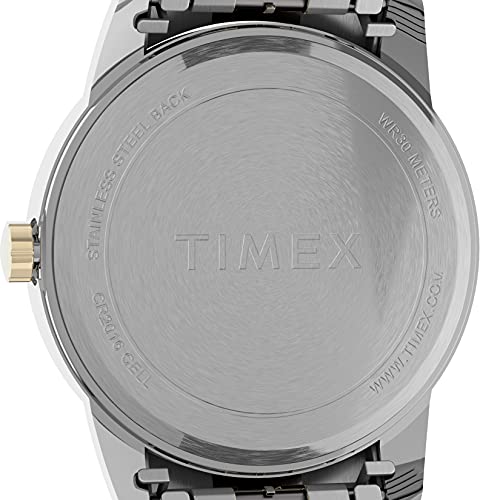 TIMEX ساعة تيمكس للرجال سهلة القراءة بقطر 38 مم - علبة ذات لونين مع قرص أبيض وحزام توسيع ذو لونين - Image 3