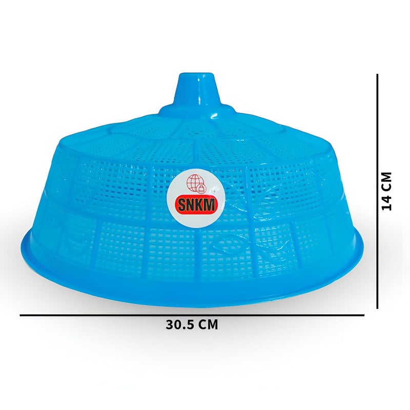 SNKM SNKM Food Cover Dome Net Plastic Big Size Round Flies Mosquitoes Insect Proof Dining Tables Cover Fruits Vegetable Rice Cover Large Sky Blue Combo Pack of 3  - Image 2
