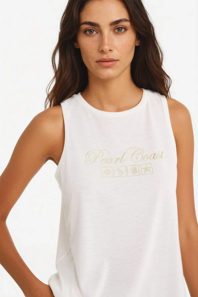 ديفاكتو Relax Fit Slogan Crew Neck Tank Top
